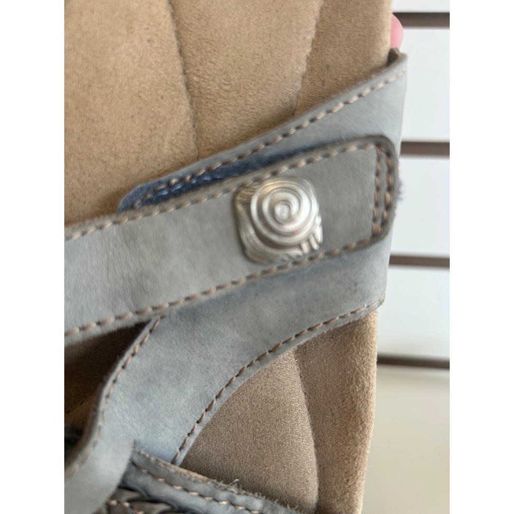 Earth Origins Bosk Brent Leather Adjustable Comfort Slide Sandals Pearl Blue 9M - Picture 8 of 10